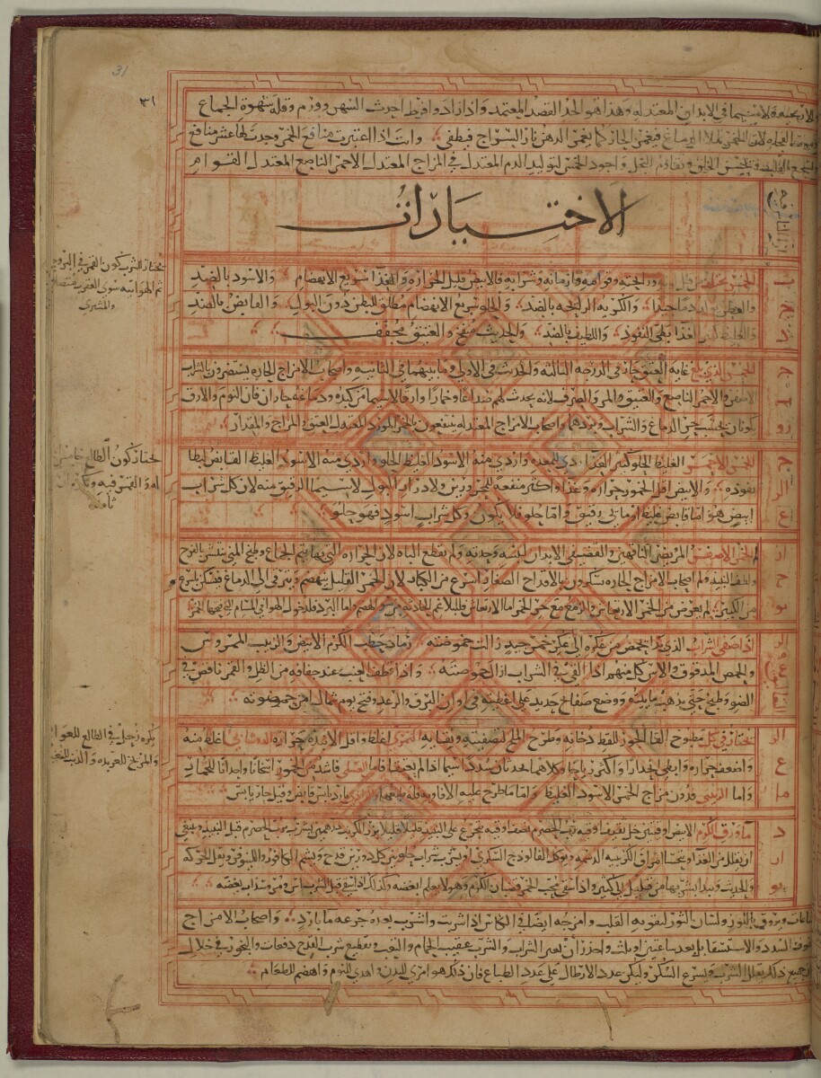 Taqwīm al-ṣiḥḥah تقويم الصحّة Ibn Buṭlān ابن بطلان [&lrm;31r] (72/106)